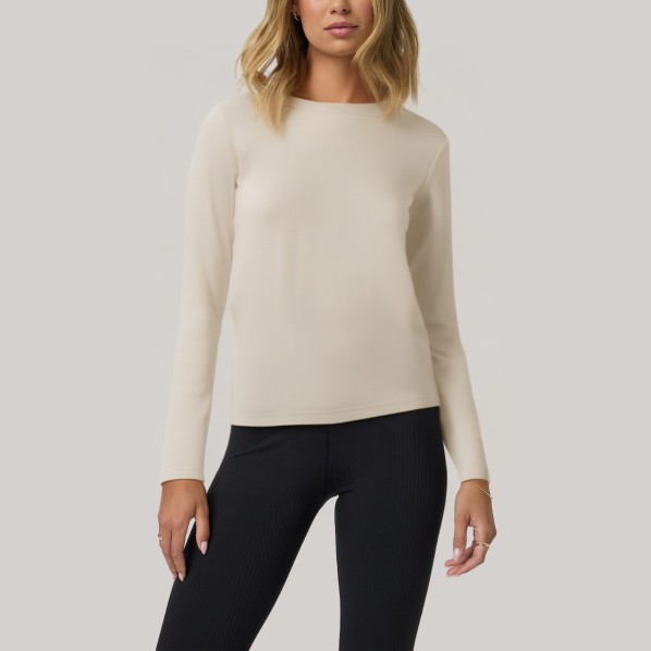 Simple round neck women's long-sleeved base layer top
