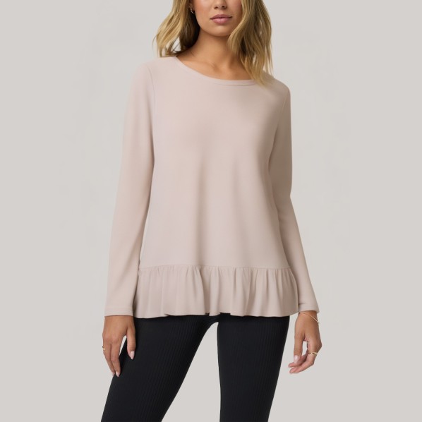 Pink pleated hem women's base layer top