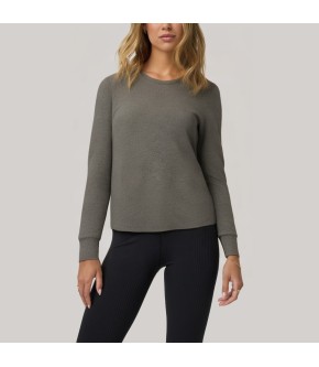 Grey round neck women's long-sleeved base layer
