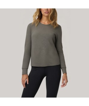 Grey round neck women's long-sleeved base layer