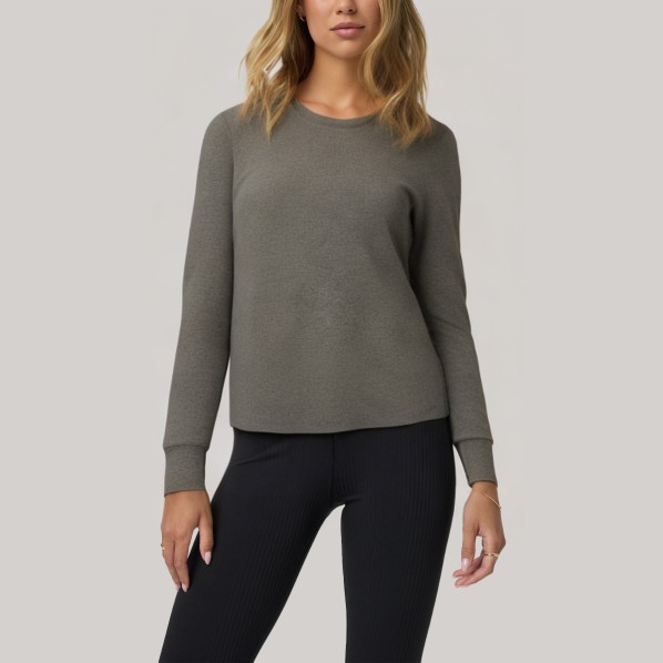 Grey round neck women's long-sleeved base layer