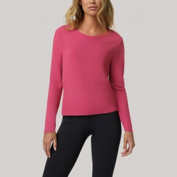 Solid color round neck women's long-sleeved base layer