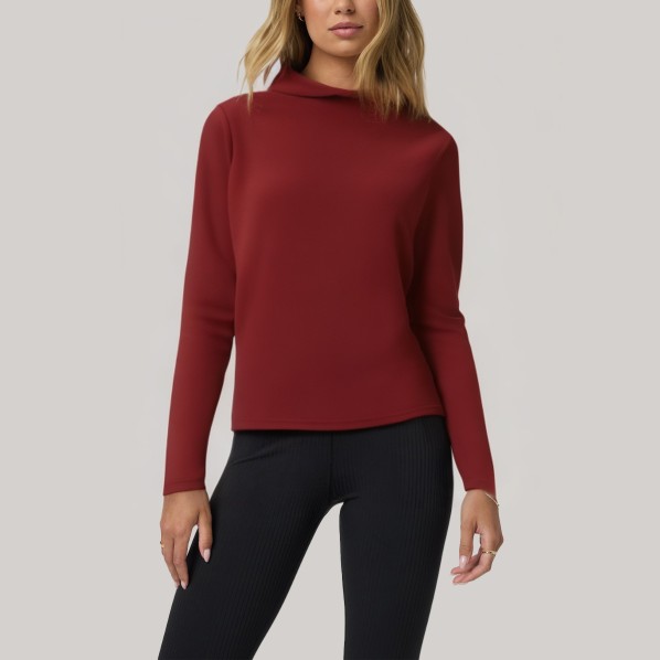 Red stand-up collar women's long-sleeved base layer