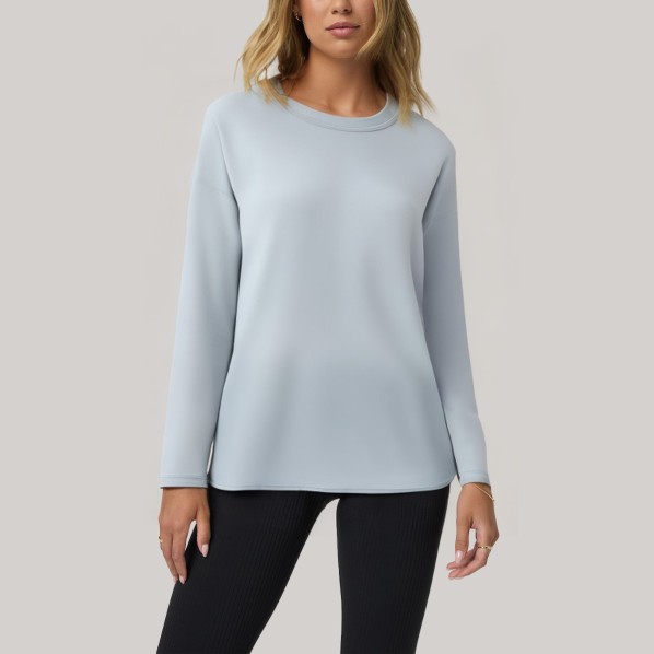Blue round neck women's long-sleeved base layer