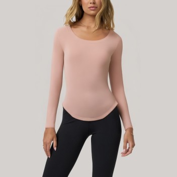 Simple solid color women's long-sleeved base layer top