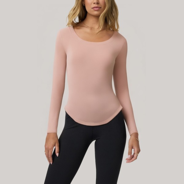 Simple solid color women's long-sleeved base layer top