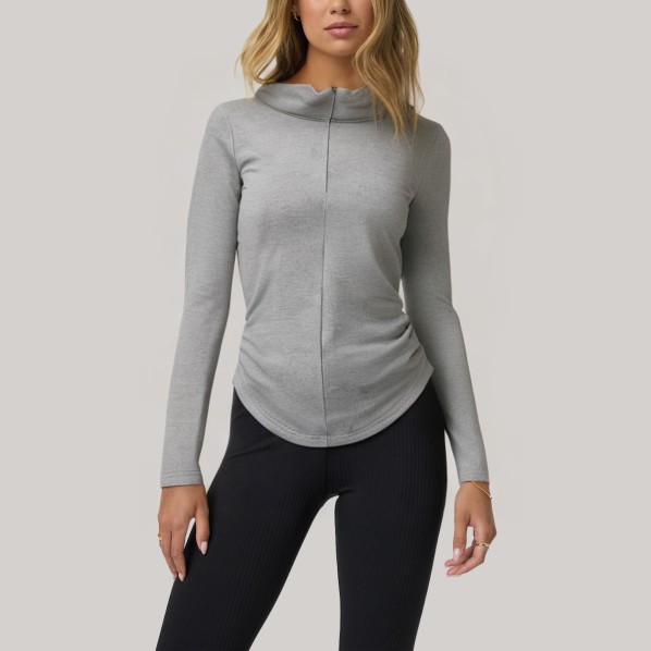 Stand-up collar half-zip women's long-sleeved base layer top