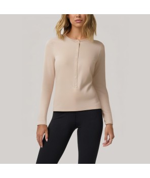 Retro button-down women's long-sleeved base layer