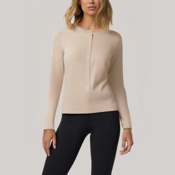 Retro button-down women's long-sleeved base layer