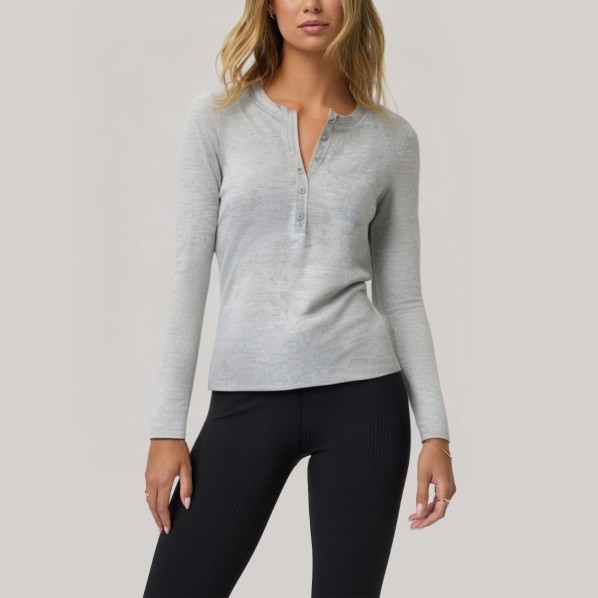Grey slim-fit women's long-sleeved base layer