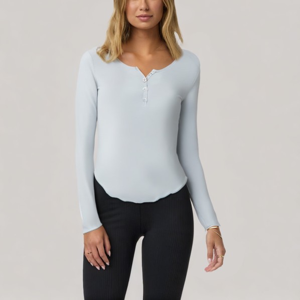 Round neck stretch women's long-sleeved base layer