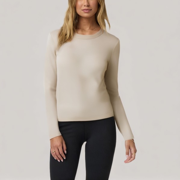 Simple round neck women's long-sleeved base layer top