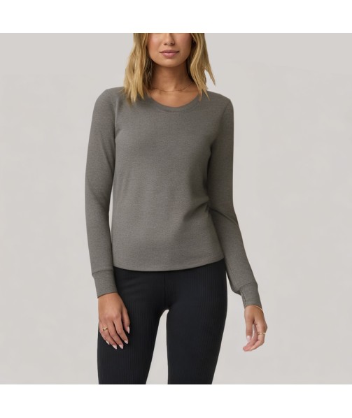 Grey round neck women's long-sleeved base layer