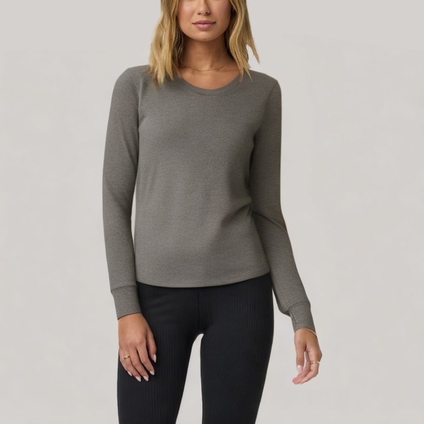 Grey round neck women's long-sleeved base layer