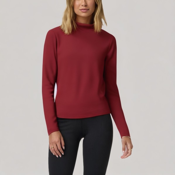 Red stand-up collar women's long-sleeved base layer
