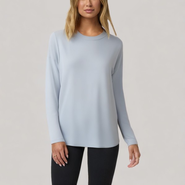 Blue round neck women's long-sleeved base layer