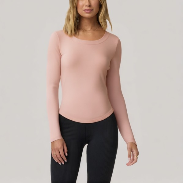 Simple solid color women's long-sleeved base layer top