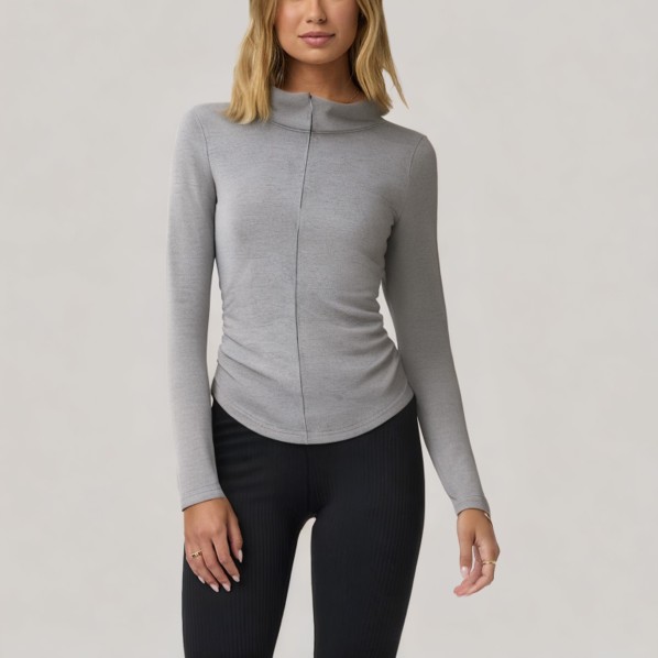Stand-up collar half-zip women's long-sleeved base layer top