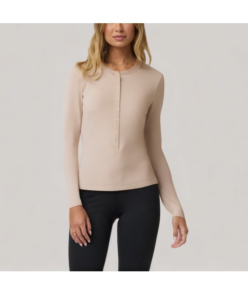 Retro button-down women's long-sleeved base layer