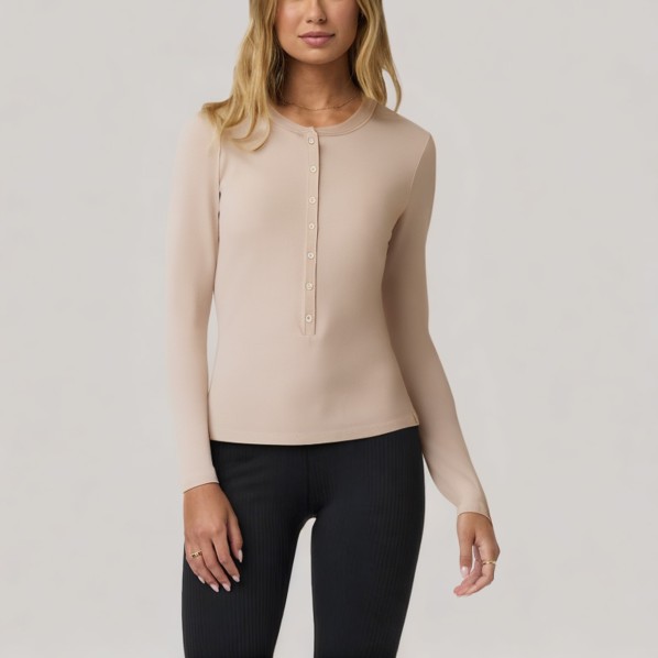 Retro button-down women's long-sleeved base layer