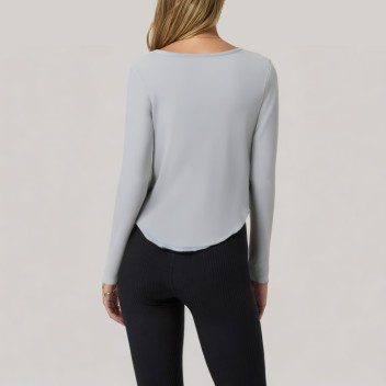 Round neck stretch women's long-sleeved base layer