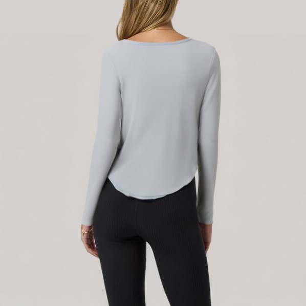 Round neck stretch women's long-sleeved base layer