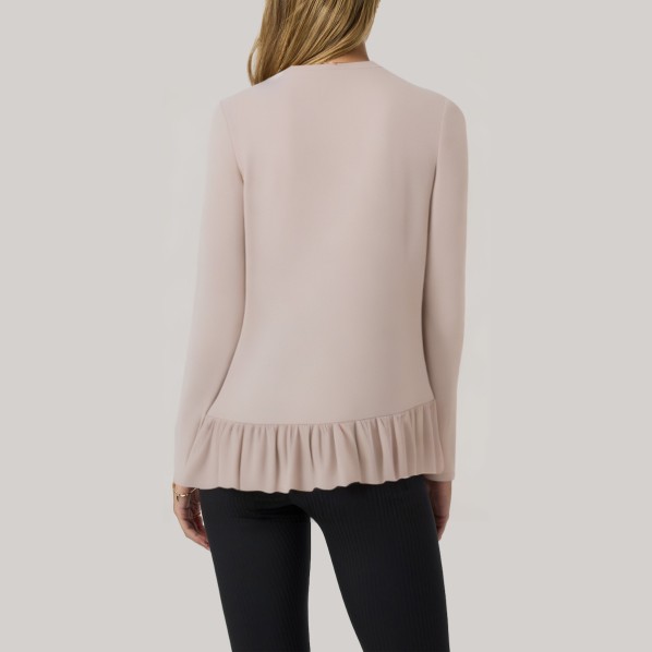 Pink pleated hem women's base layer top