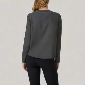 Solid color knitted women's long-sleeved base layer top