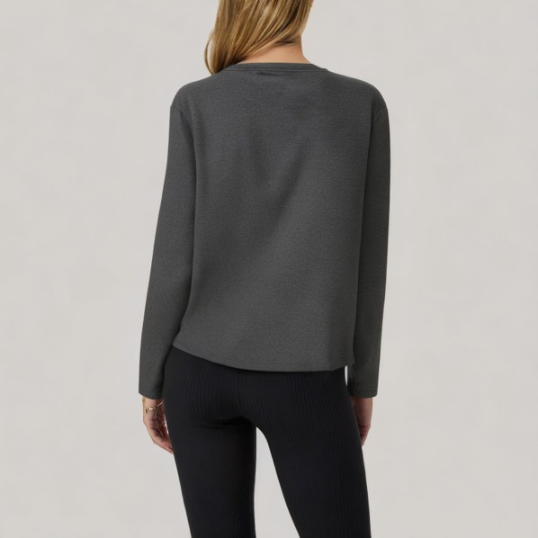 Solid color knitted women's long-sleeved base layer top