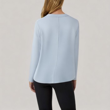 Blue round neck women's long-sleeved base layer