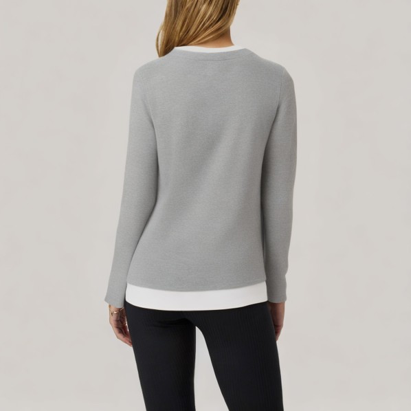 Faux two-piece spliced ​​women's long-sleeved base layer top