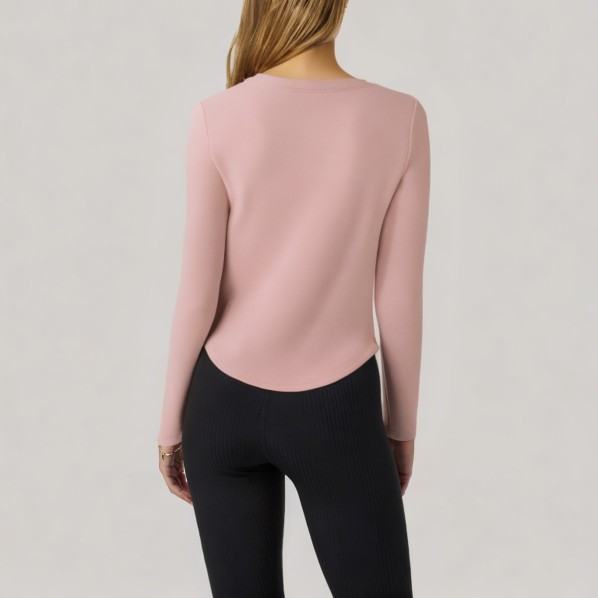 Simple solid color women's long-sleeved base layer top
