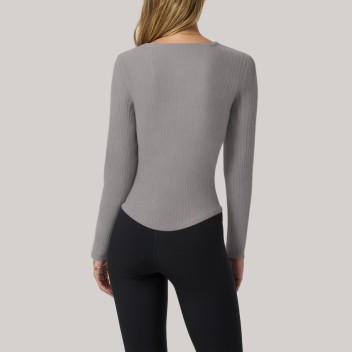 V-neck knitted women's long-sleeved base layer top