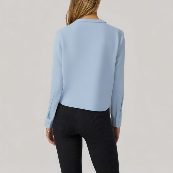 Fashionable fold-collar women's base layer top