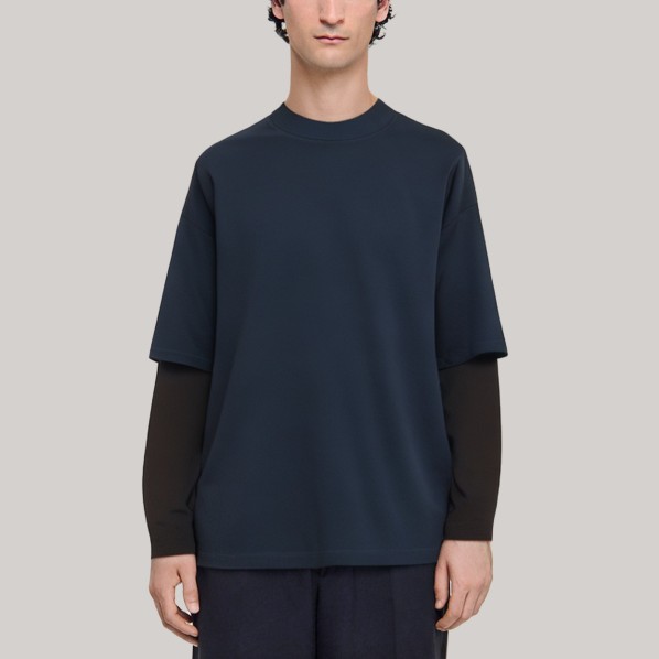 Autumn patchwork men's long-sleeved base shirt