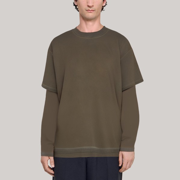 Retro distressed two-piece men's base layer shirt