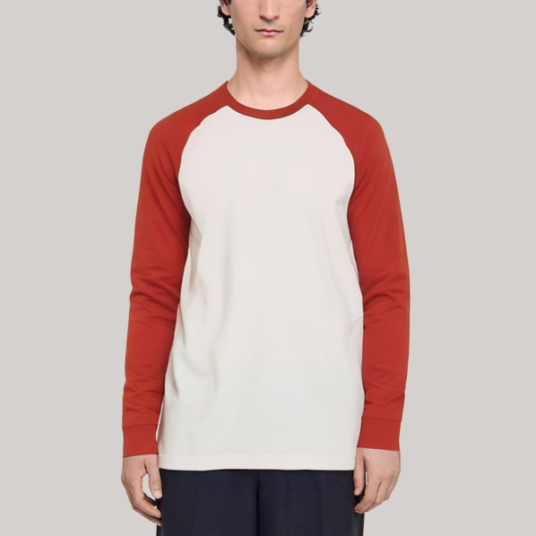 Color-blocked crew neck men's base layer shirt