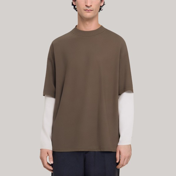 Retro-style patchwork men's long-sleeved base shirt