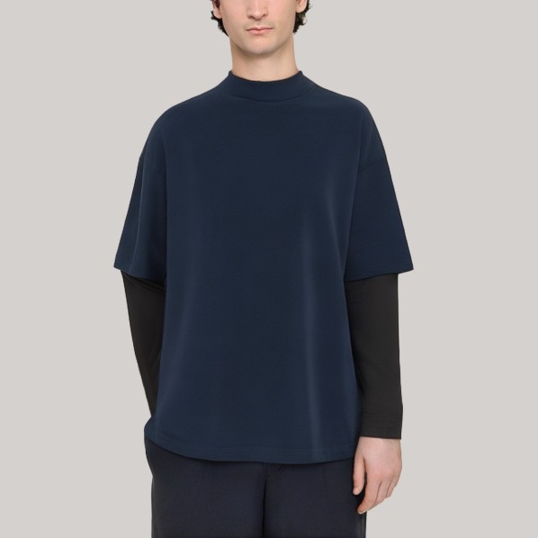 Autumn patchwork men's long-sleeved base shirt