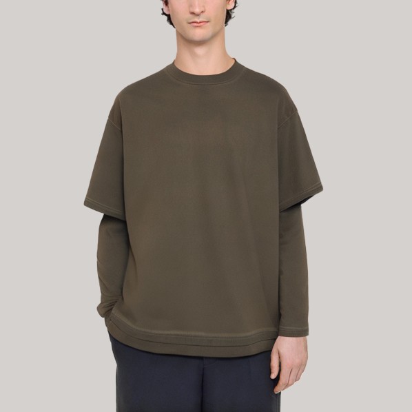 Retro distressed two-piece men's base layer shirt