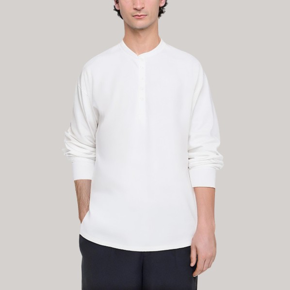 Solid color breathable men's long-sleeved base shirt