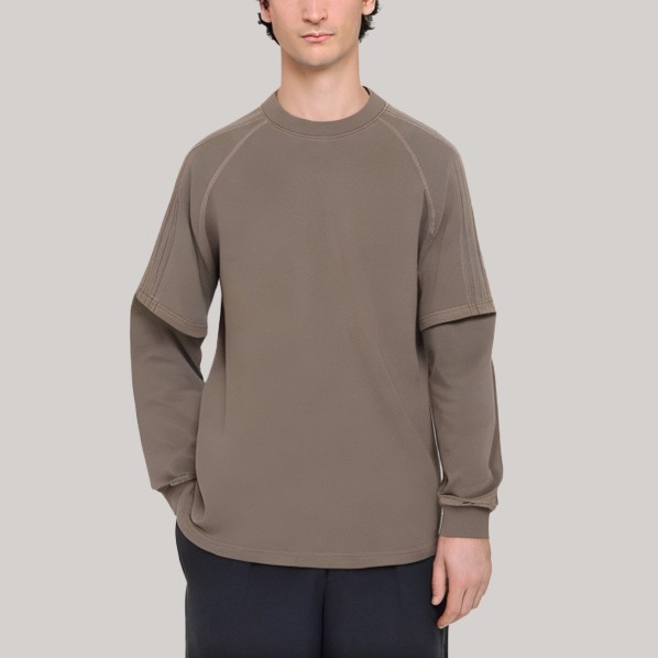 Patchwork design loose men's long-sleeved base shirt