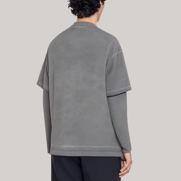 Gray faux two-piece men's base layer shirt