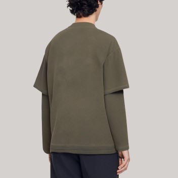 Retro distressed two-piece men's base layer shirt