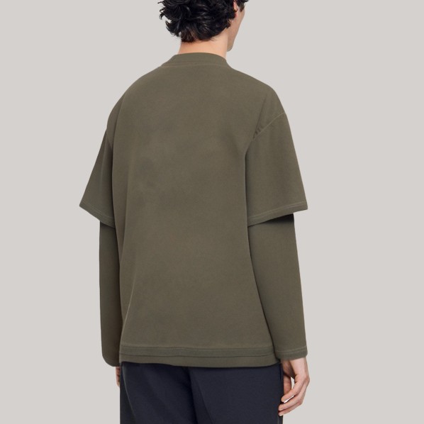 Retro distressed two-piece men's base layer shirt