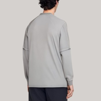 Gray loose-fitting men's long-sleeved base shirt