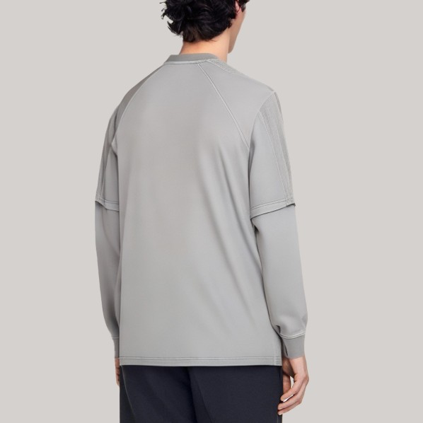 Gray loose-fitting men's long-sleeved base shirt