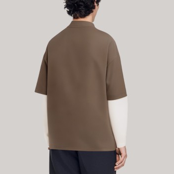 Retro-style patchwork men's long-sleeved base shirt