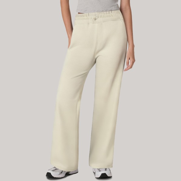 Beige soft straight leg women's sports pants