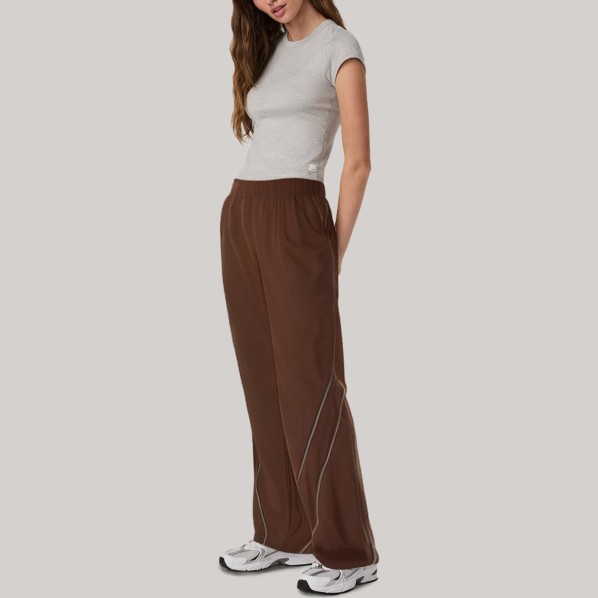 Brown stretch straight leg women's sports pants